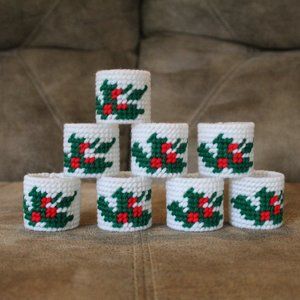 Handmade Christmas Holiday Napkin Rings Holly Berry